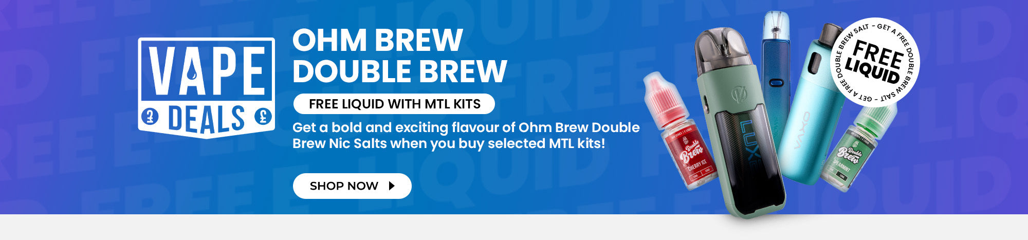 Get a Free Double Brew Salt with Selected MTL Kits - View the range here