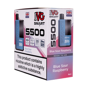 IVG Smart 5500 Disposable Vape [Pack of 5] - Blue Sour Raspberry