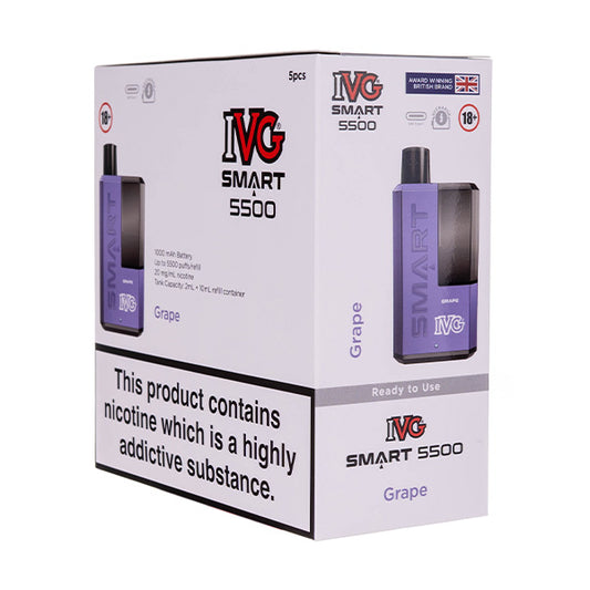 IVG Smart 5500 Disposable Vape [Pack of 5] - Grape