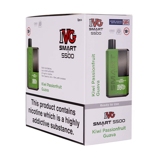 IVG Smart 5500 Disposable Vape [Pack of 5] - Kiwi Passionfruit Guava