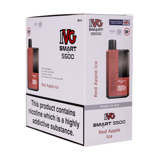 IVG Smart 5500 Disposable Vape [Pack of 5] - Red Apple Ice