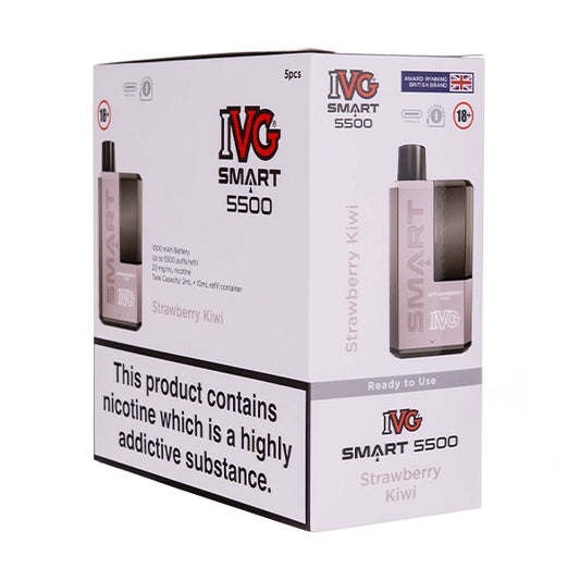 IVG Smart 5500 Disposable Vape [Pack of 5] - Strawberry Kiwi