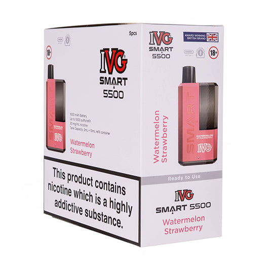 IVG Smart 5500 Disposable Vape [Pack of 5] - Watermelon Strawberry