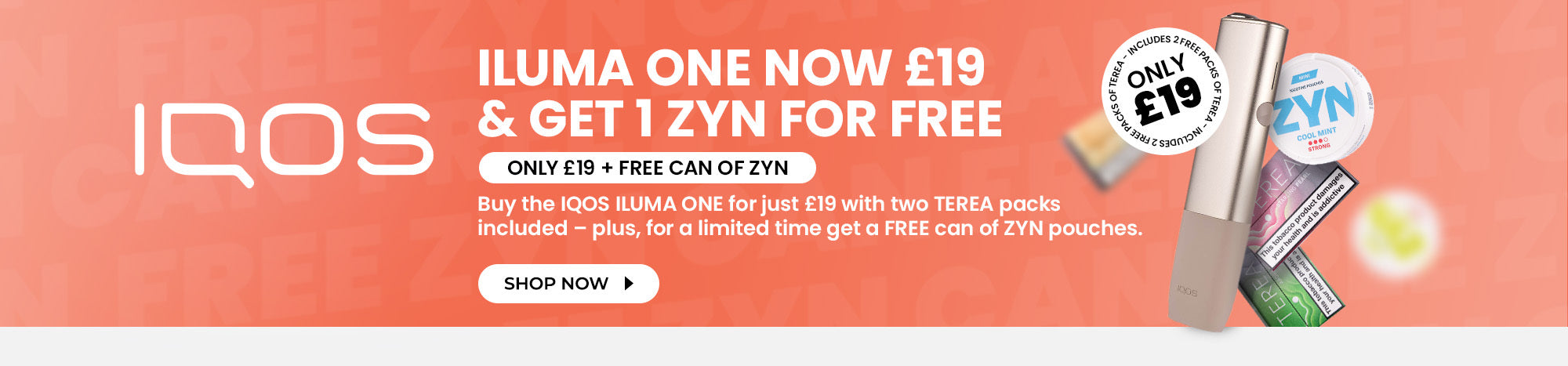 Buy the IQOS Iluma One Heated Tobacco Device + Get a Free Can of Zyn with every order