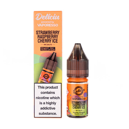 Strawberry Raspberry Cherry Ice Nic Salt E-Liquid by Deliciu V2