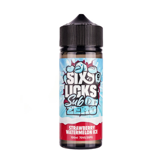 Strawberry Watermelon Ice 100ml Shortfill by Six Licks Sub Zero