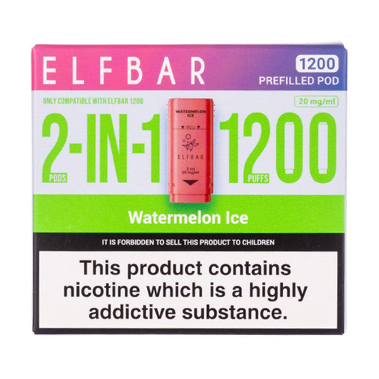 Watermelon Ice EB1200 Prefilled Pods by Elf Bar
